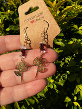 Load image into Gallery viewer, Rose Earrings | Garnet & Quartz