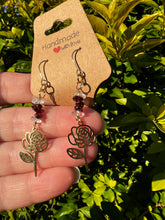 Load image into Gallery viewer, Rose Earrings | Garnet & Quartz