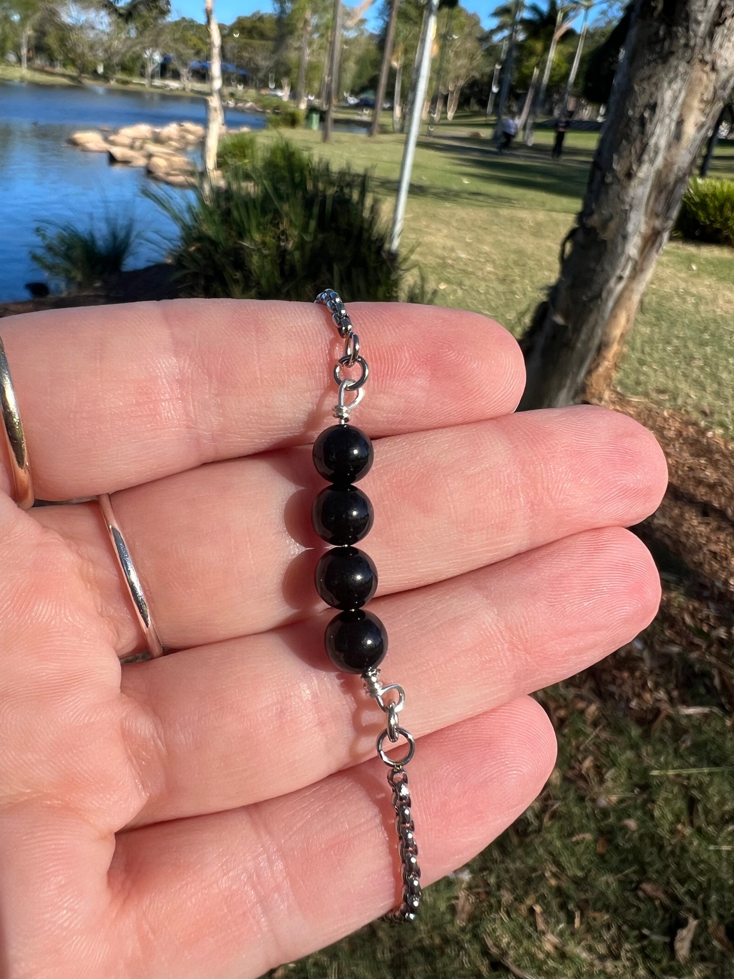 Black Tourmaline Silver Bracelet