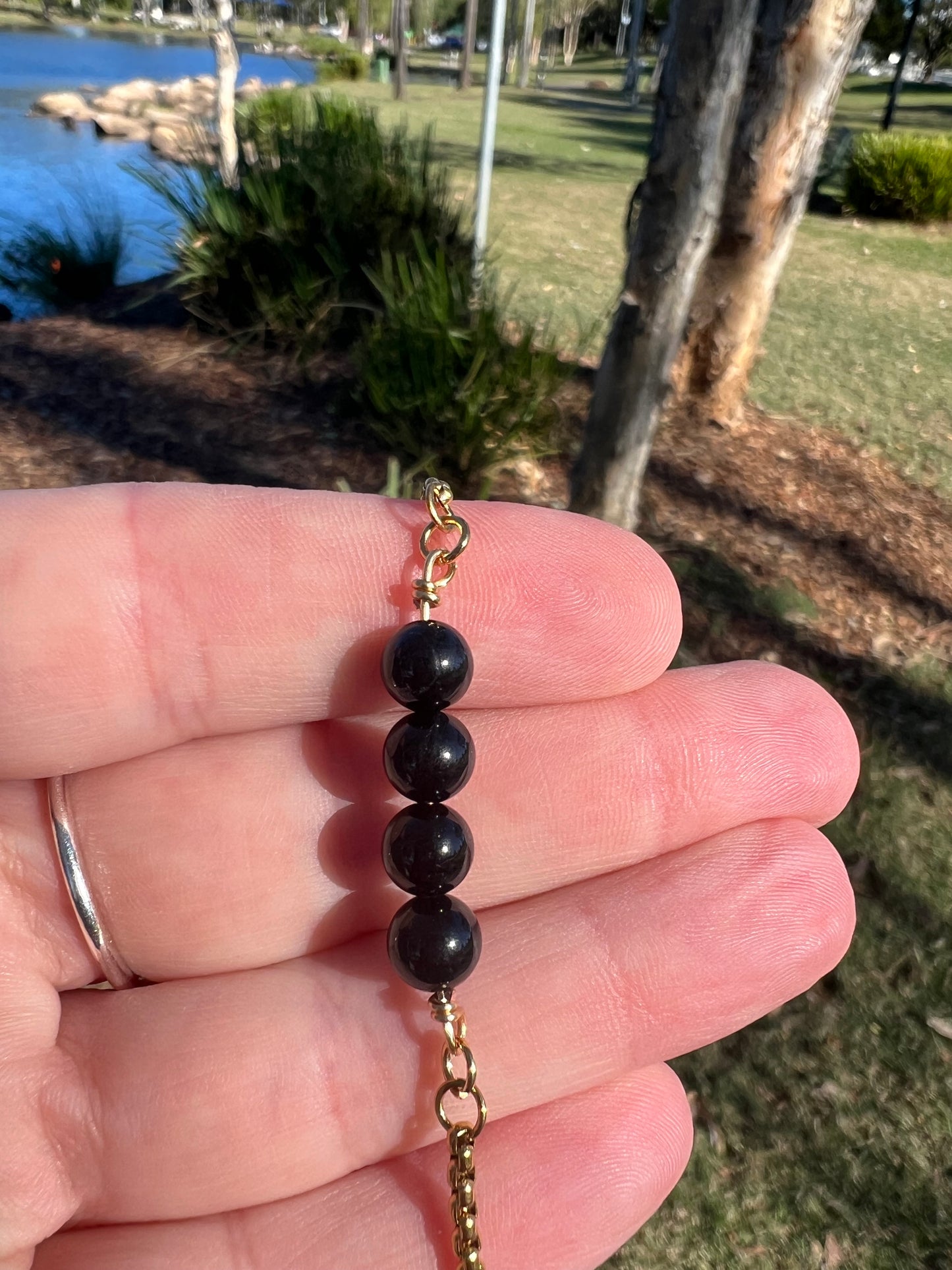 Black Tourmaline Gold Bracelet