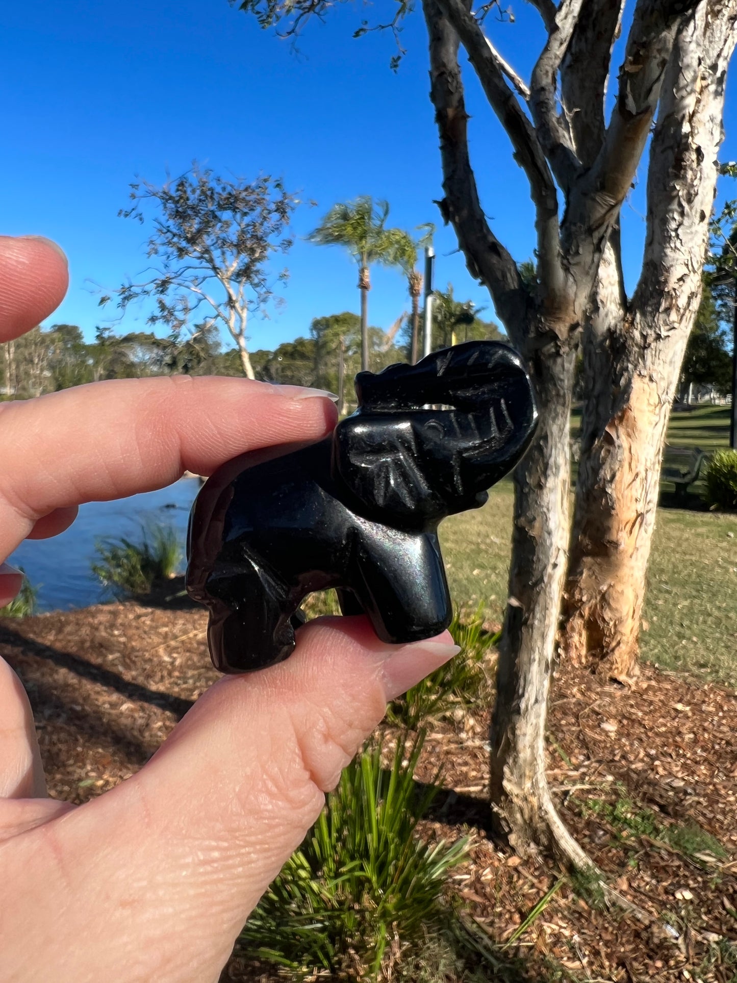 Black Obsidian Elephant