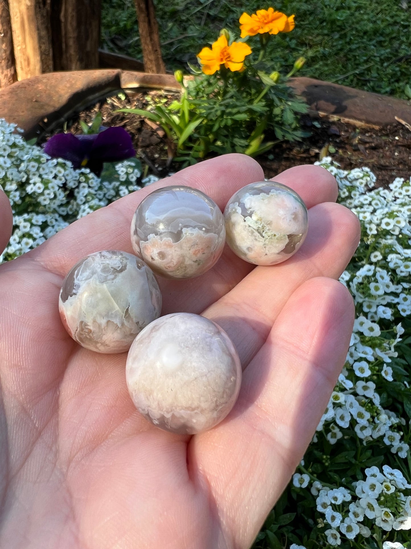 Green Flower Agate Mini Sphere