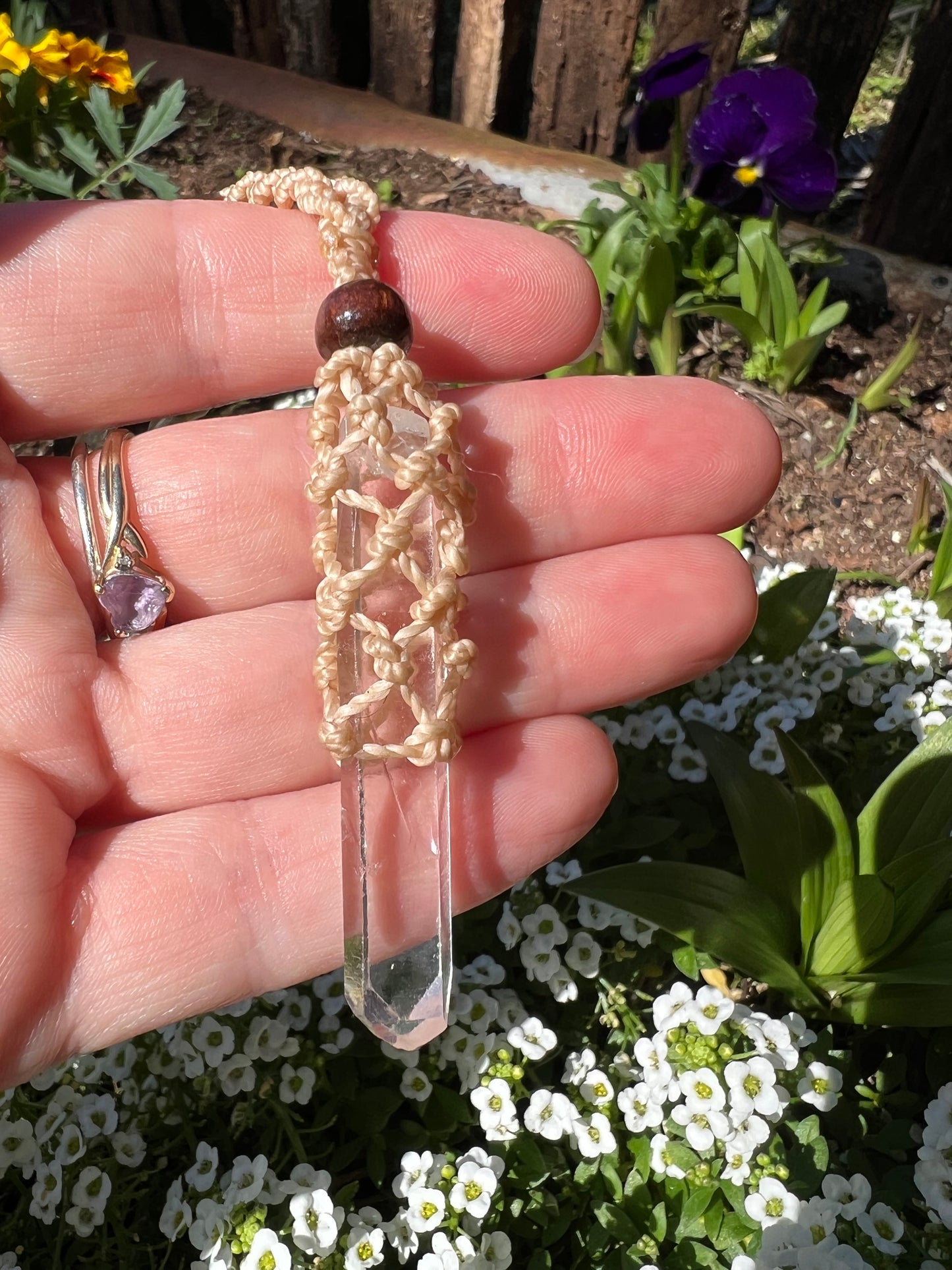 Colombian Quartz Macrame Pendant