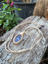Load image into Gallery viewer, Chevron Amethyst Macrame Pendant