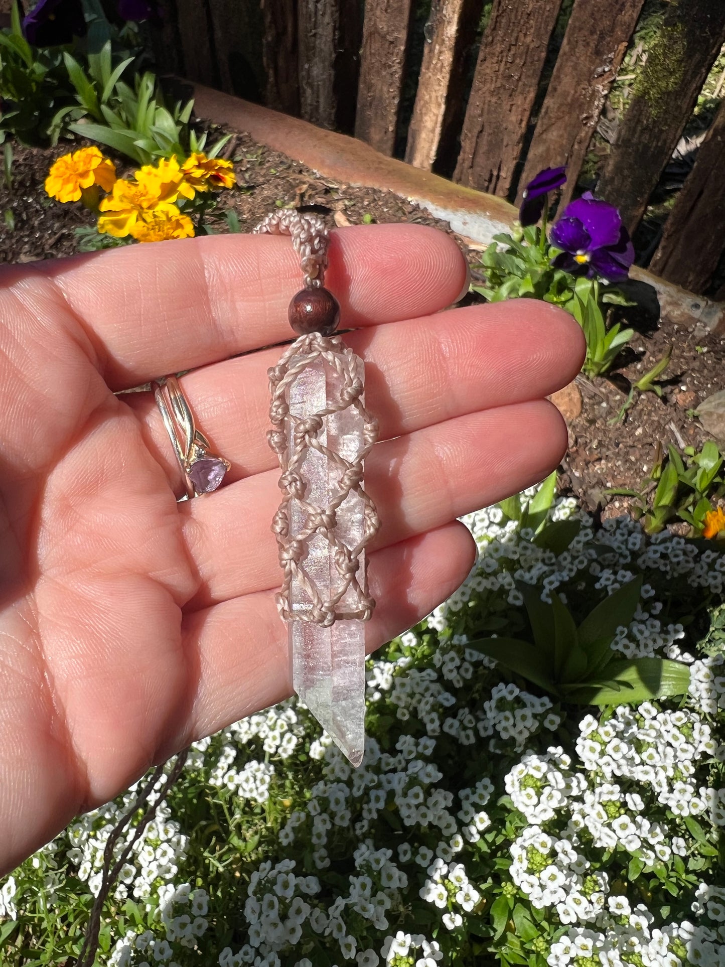 Colombian Quartz Macrame Pendant