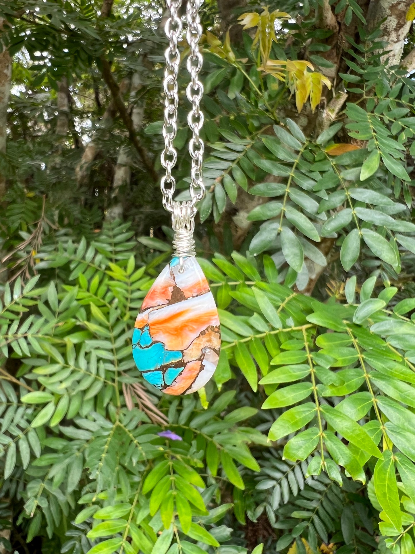 Blue Spiny Oyster Turquoise Pendant