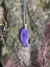Load image into Gallery viewer, Carved Amethyst Angel Wing Pendant