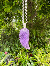 Load image into Gallery viewer, Carved Amethyst Angel Wing Pendant