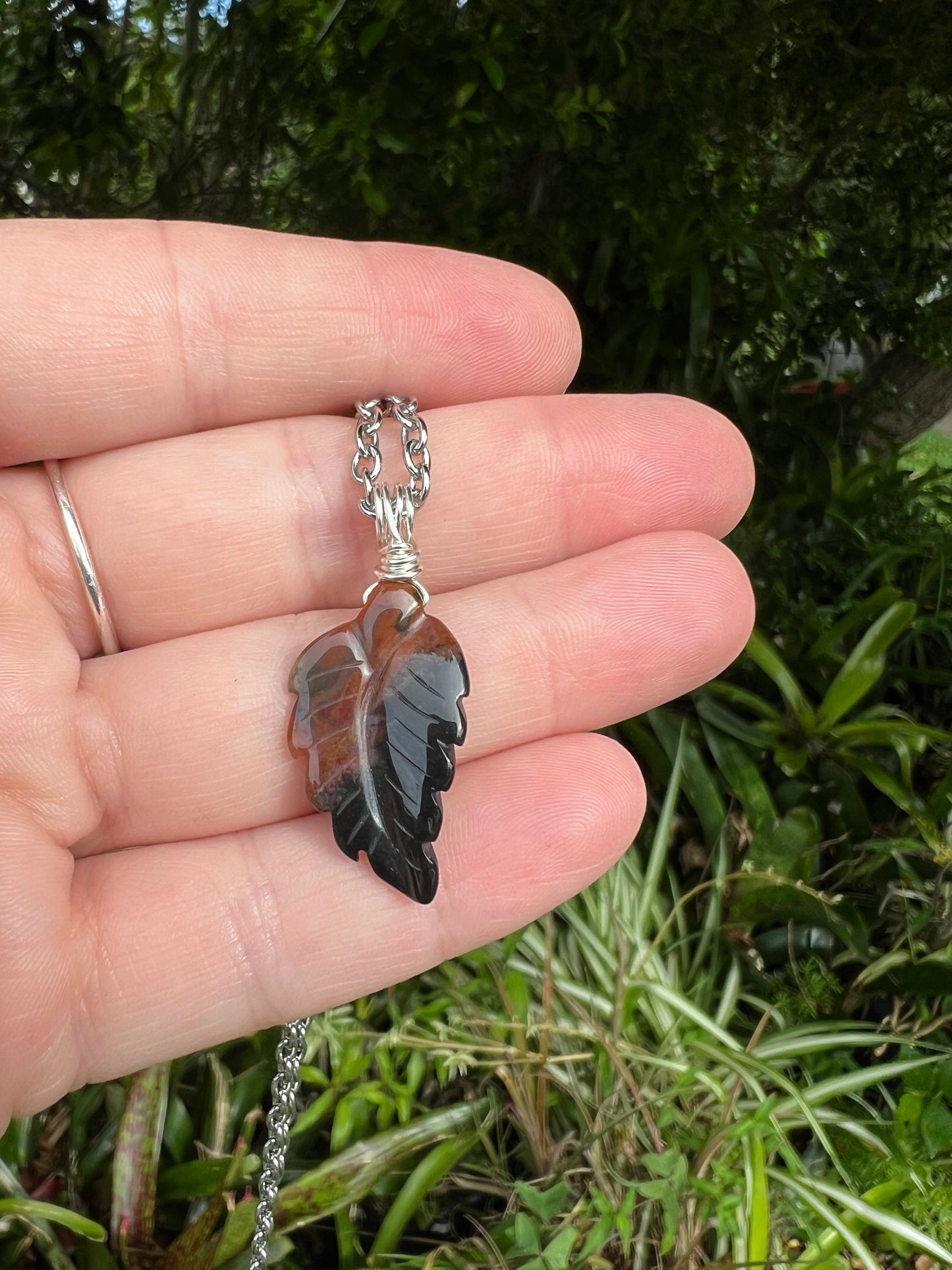 Bloodstone Leaf Pendant
