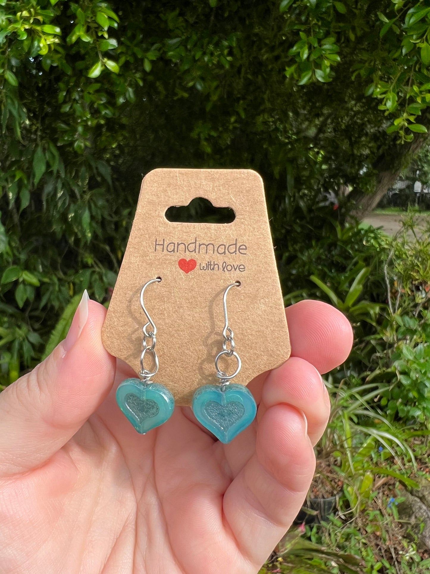 Cute Czech Bead Heart Earrings