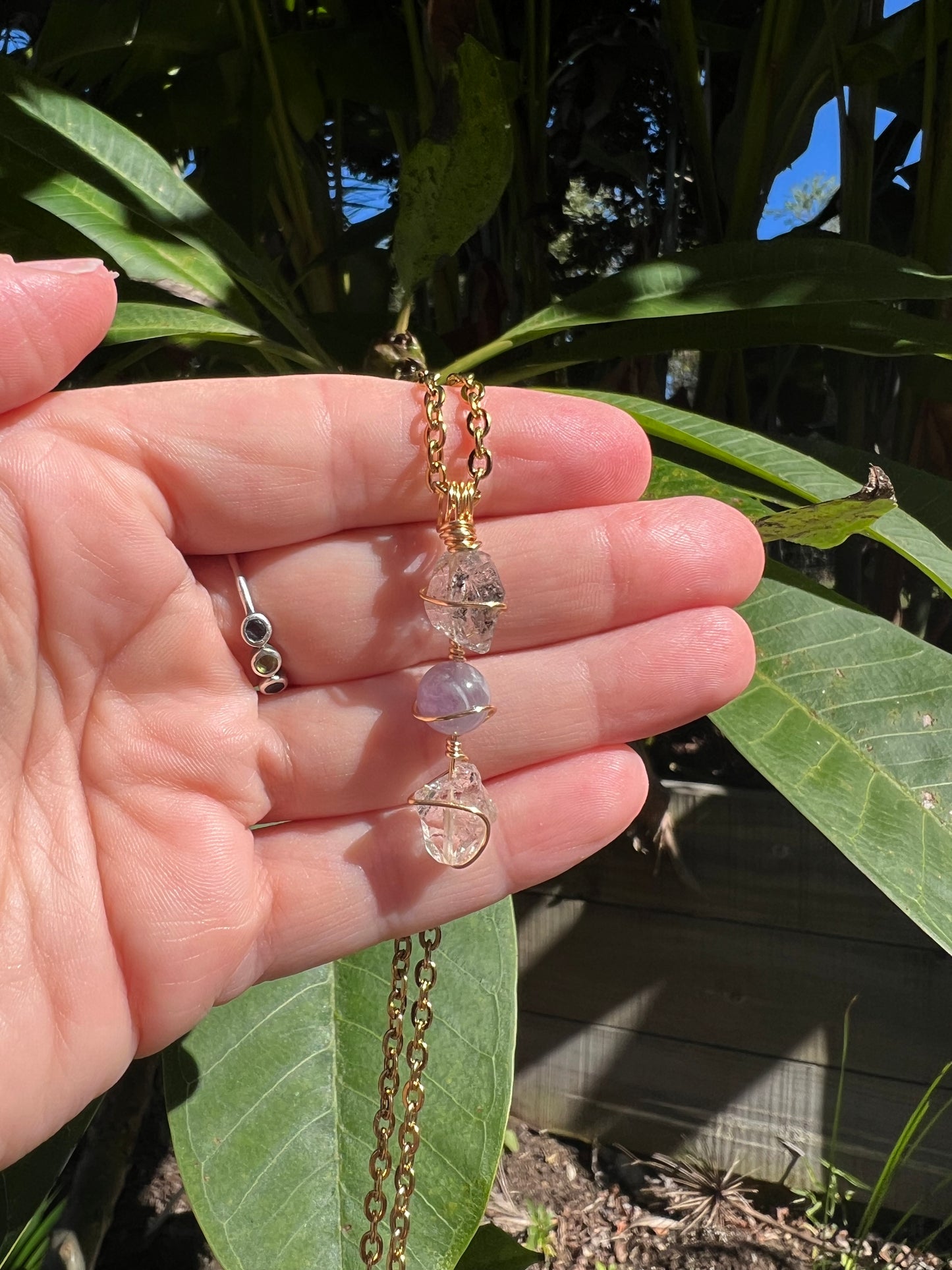 Herkimer Diamond & Amethyst Pendant