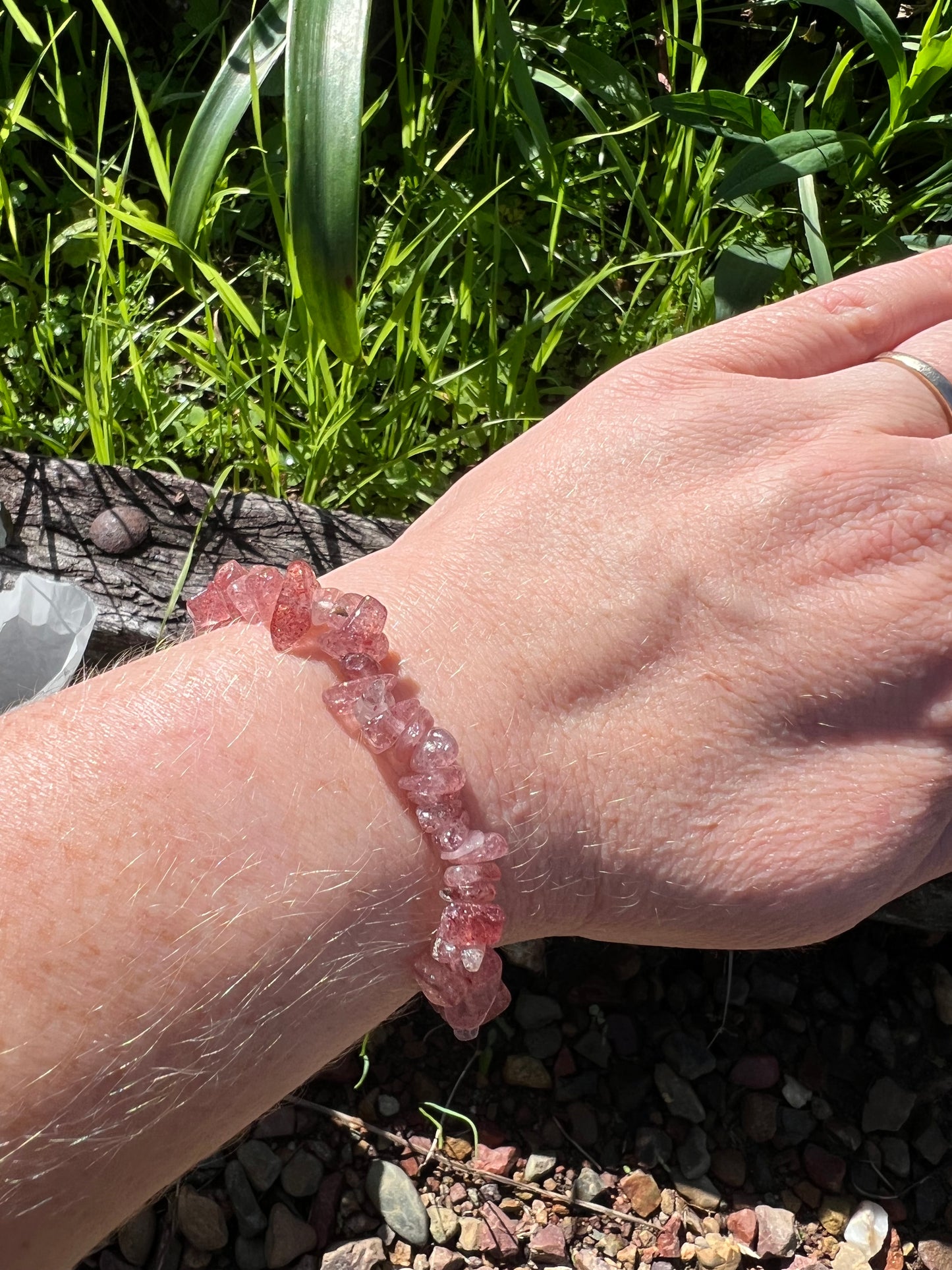 Strawberry Quartz Chip Bracelet