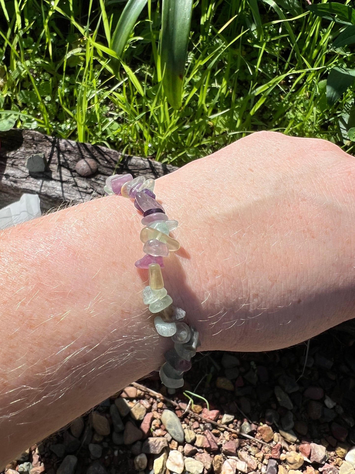 Rainbow Fluorite Chip Bracelet