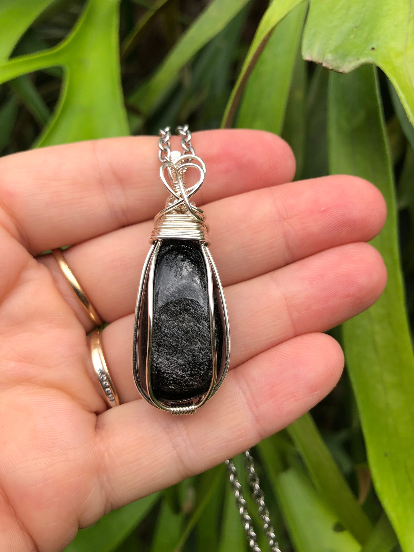 Silver Sheen Obsidian Pendant