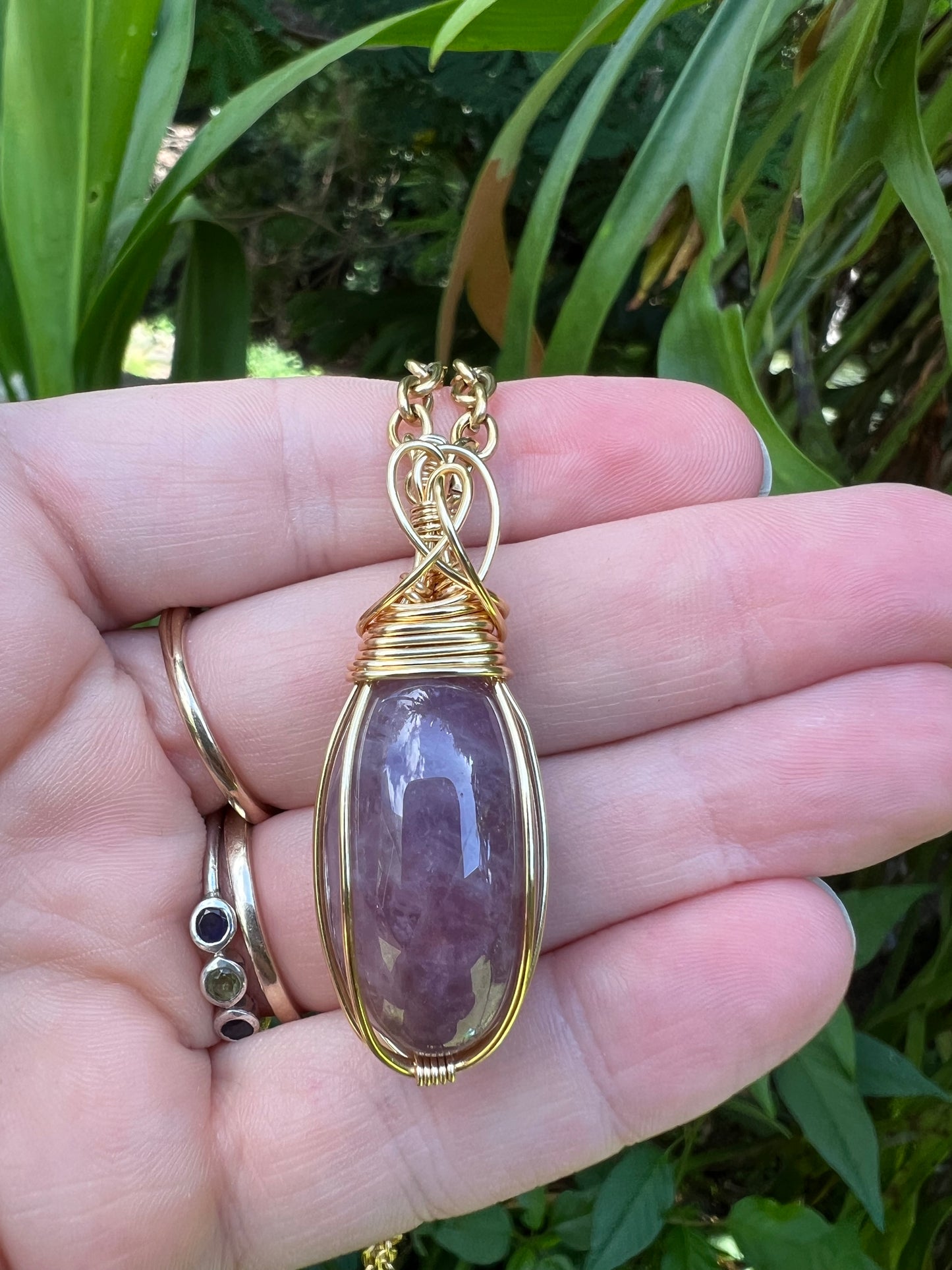 Lavender Rose Quartz Pendant