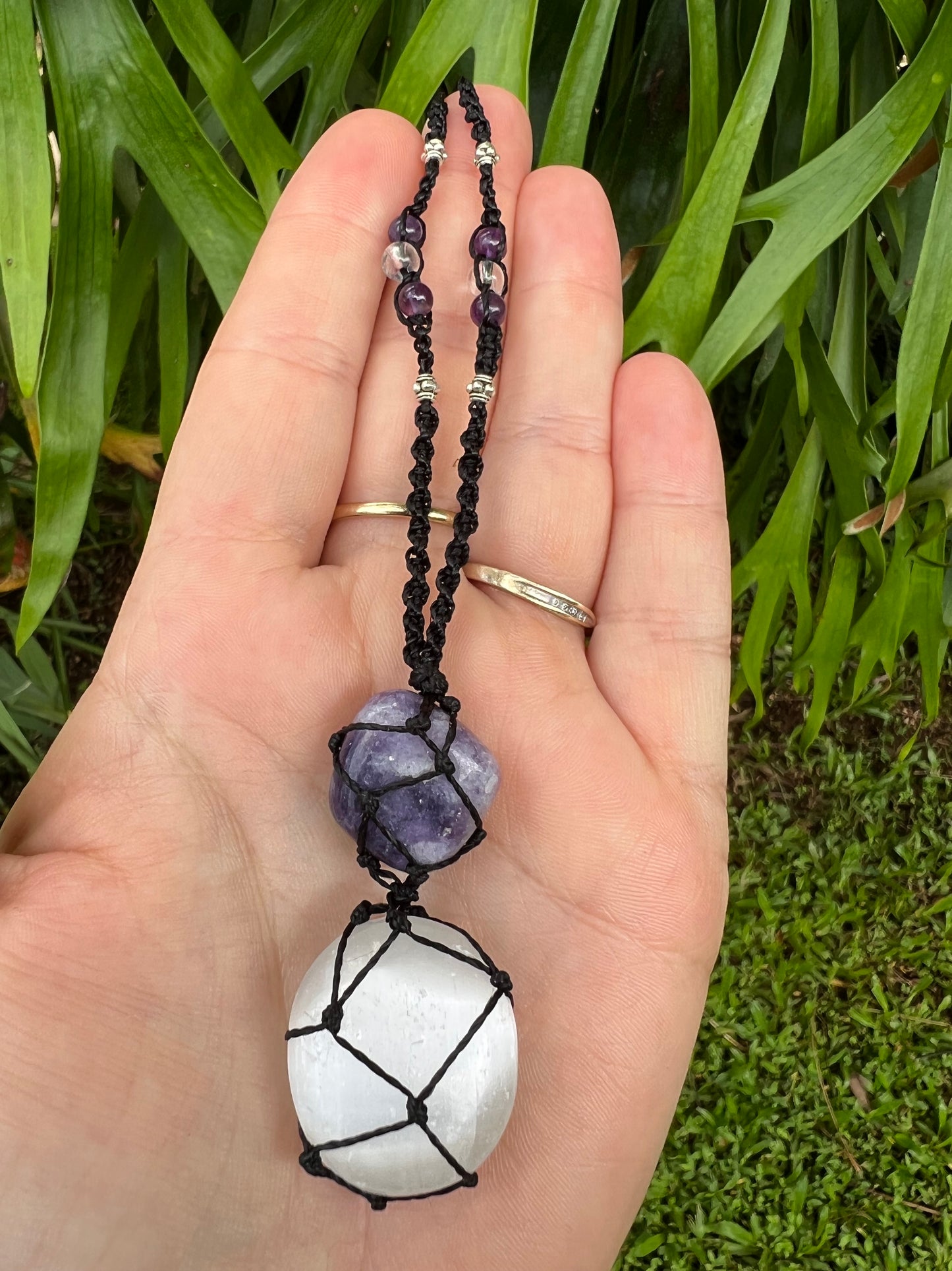 Selenite & Lepidolite Pendant