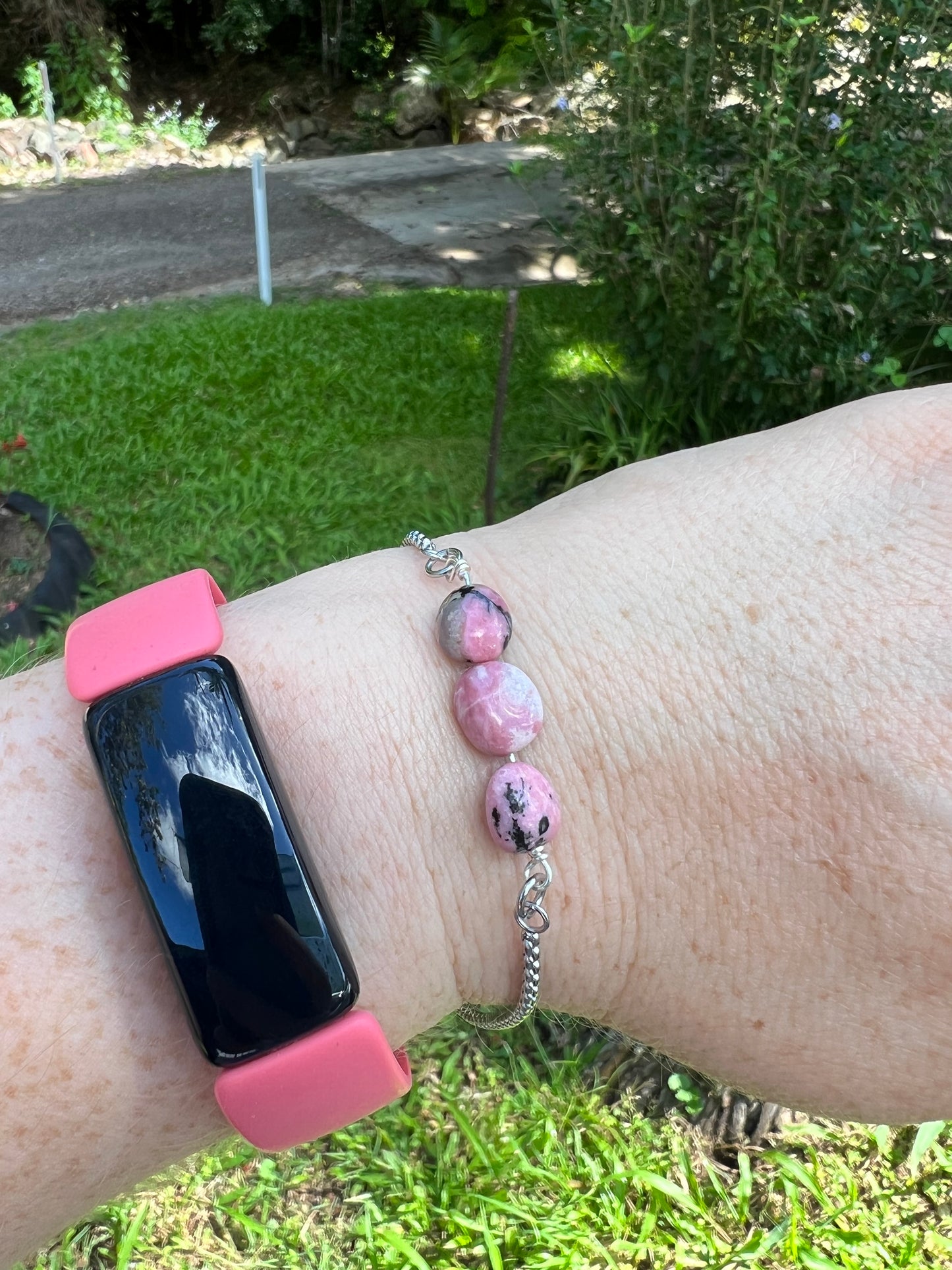 Rhodonite Silver Bracelet