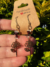 Load image into Gallery viewer, Rose Earrings | Garnet &amp; Quartz
