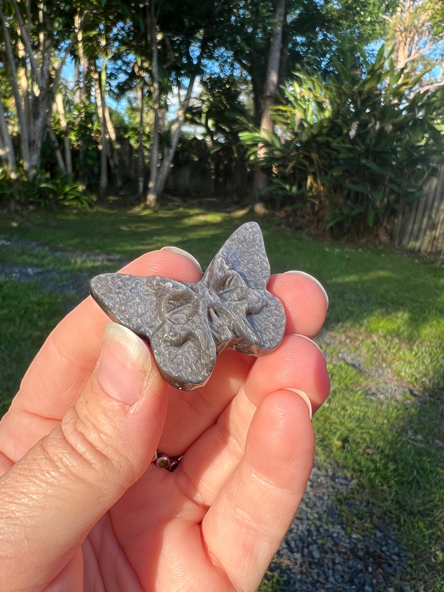 Silver Obsidian Butterfly