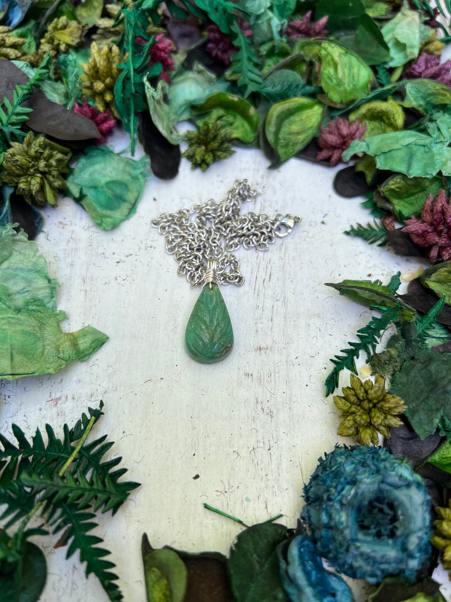 Chrysoprase Leaf Pendant