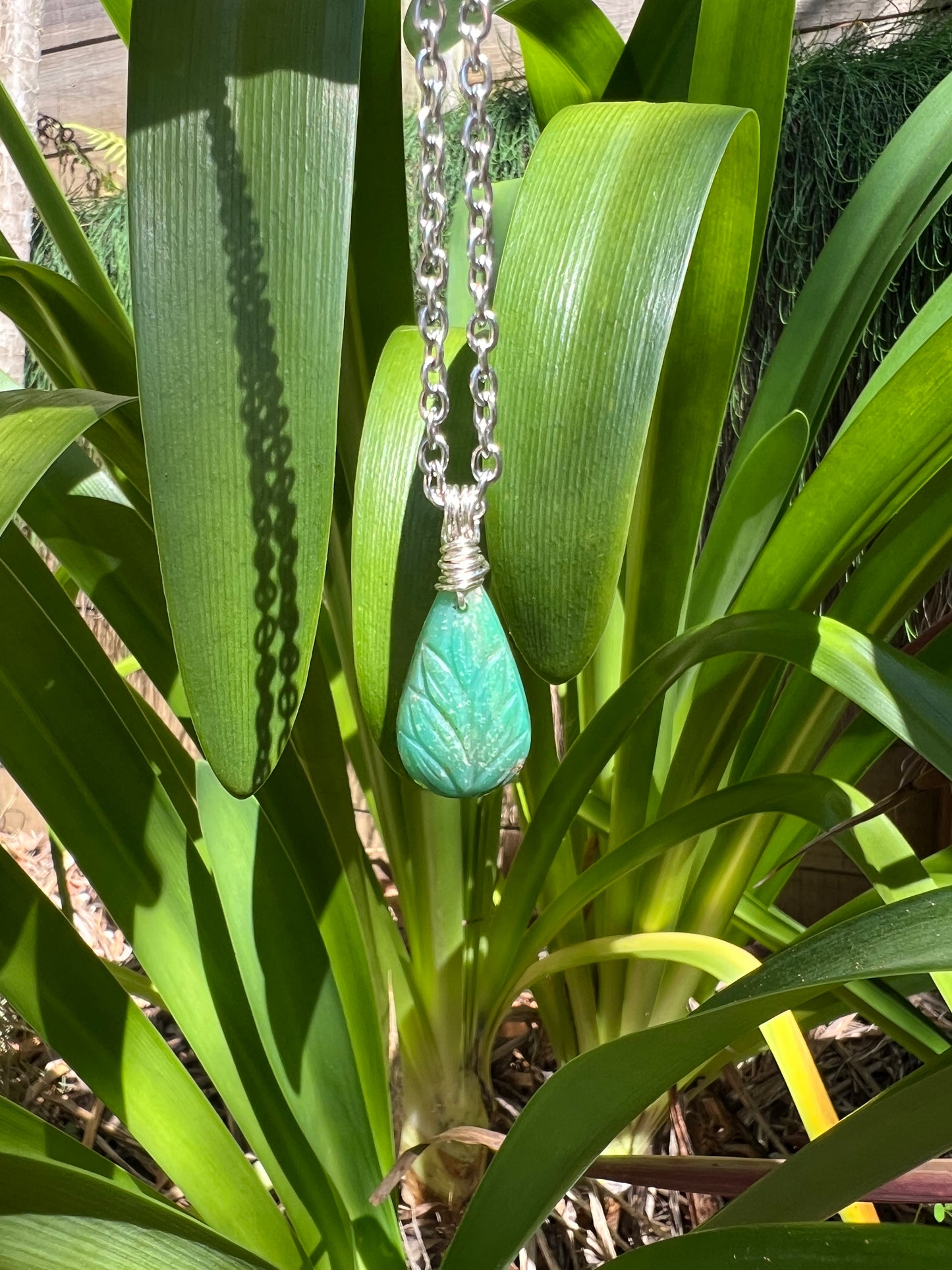 Chrysoprase Leaf Pendant
