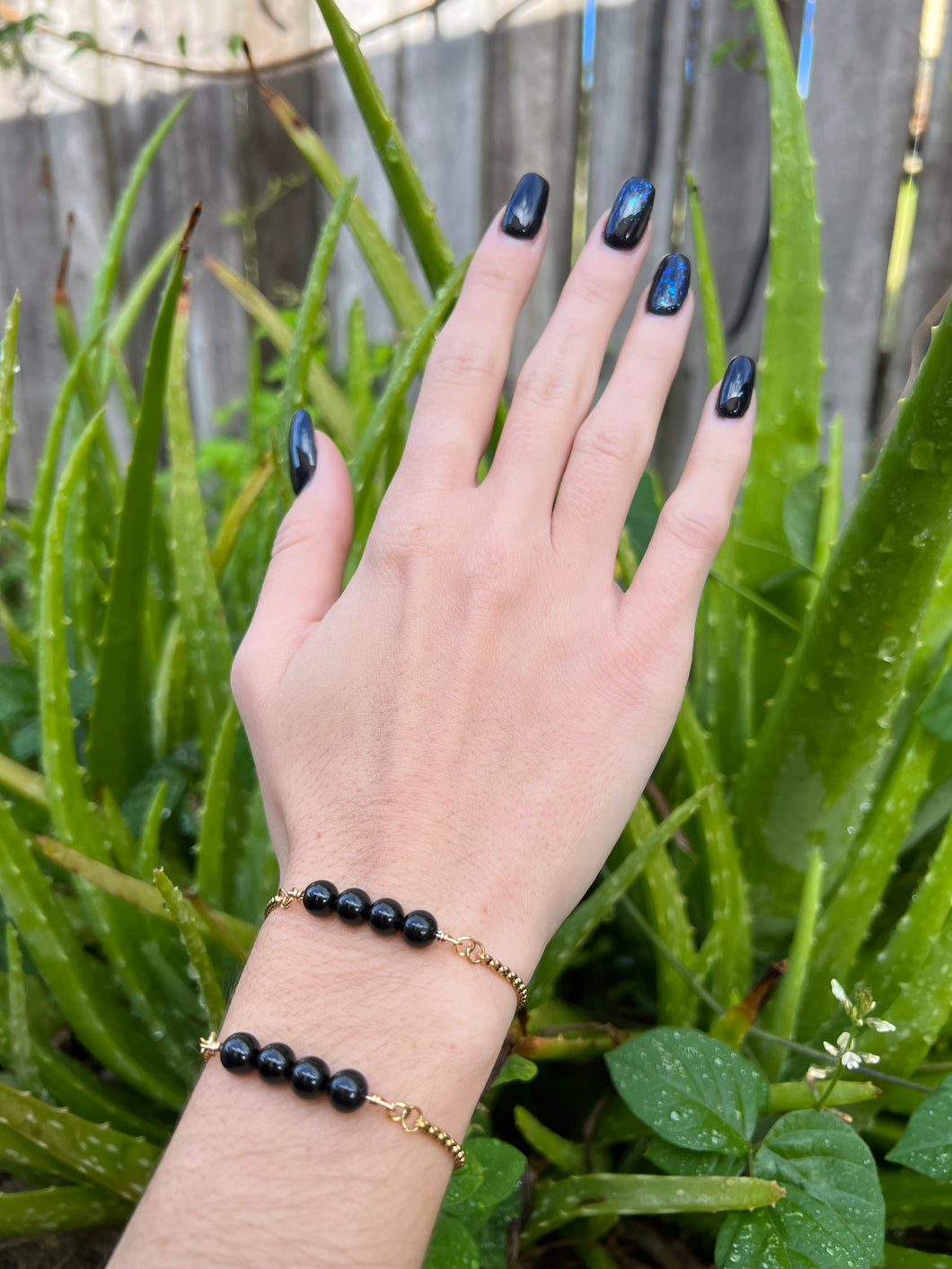 Black Tourmaline Gold Bracelet