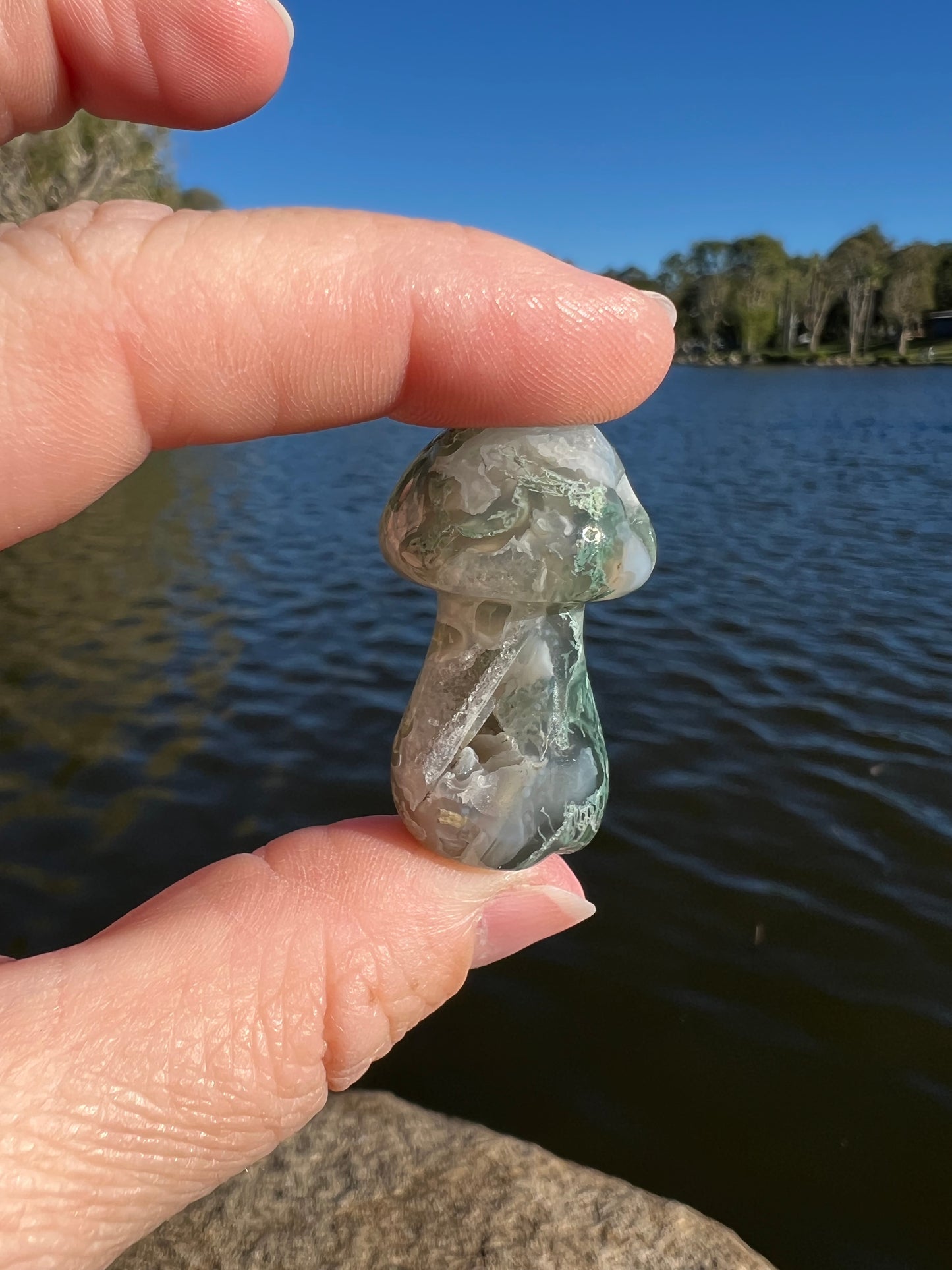 Moss Agate Mushroom