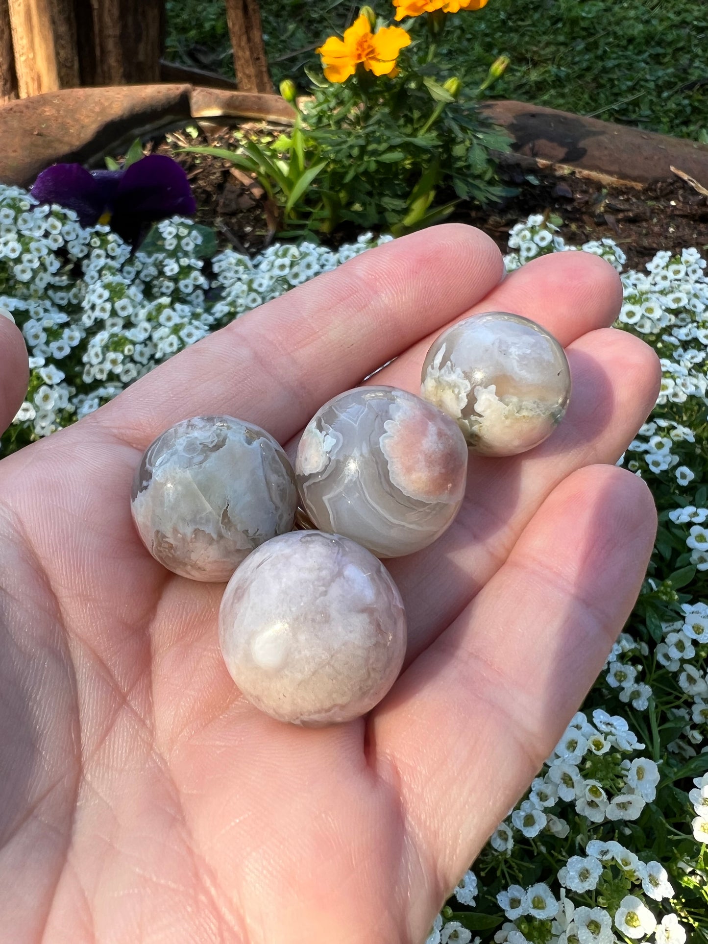 Green Flower Agate Mini Sphere