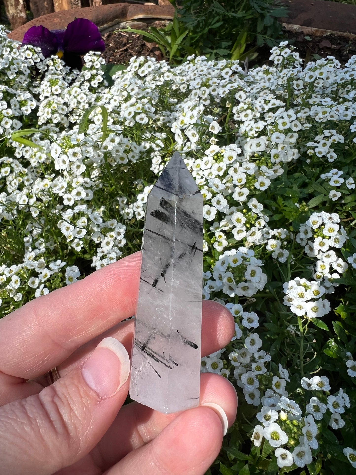 Black Tourmaline in Quartz Tower