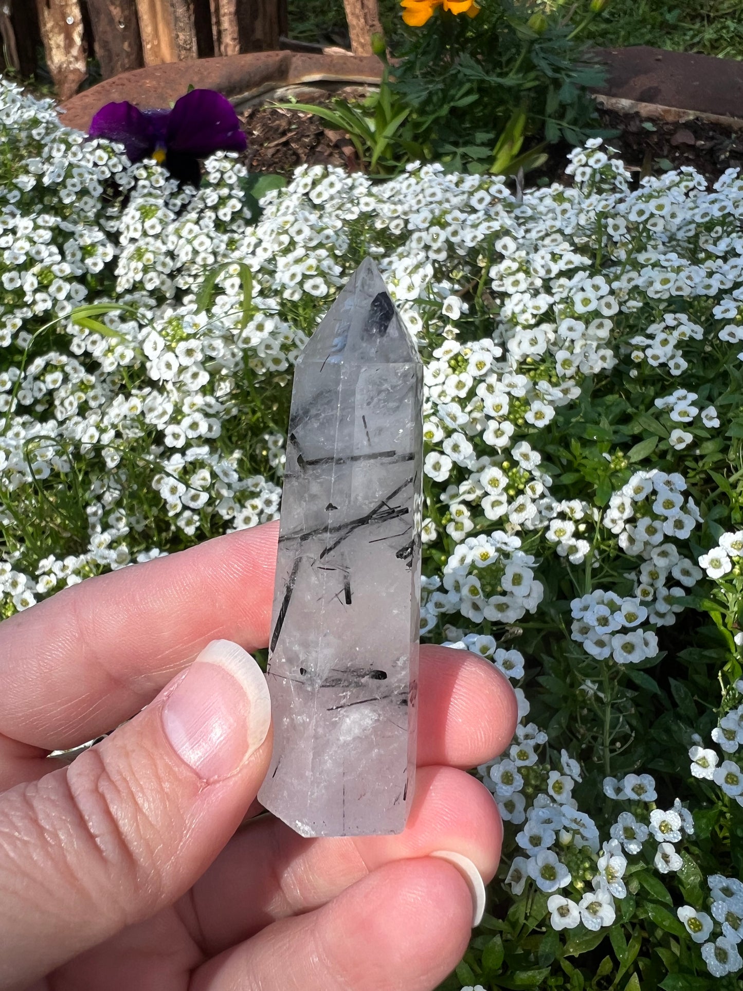 Black Tourmaline in Quartz Tower