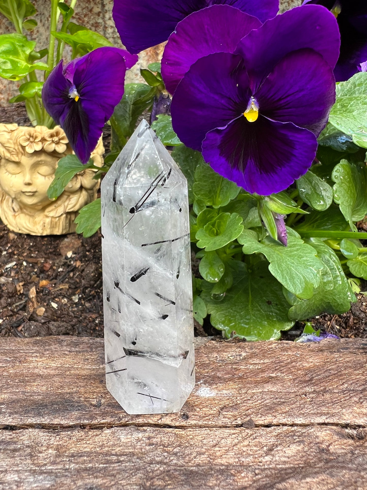 Black Tourmaline in Quartz Tower