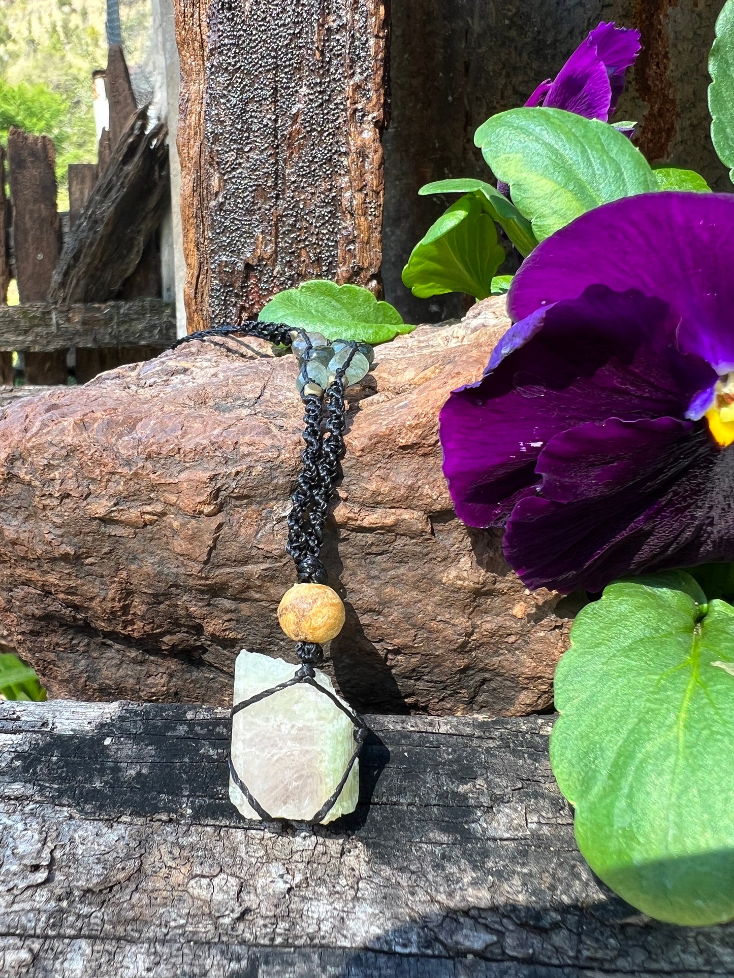 Watermelon Tourmaline Macrame Pendant