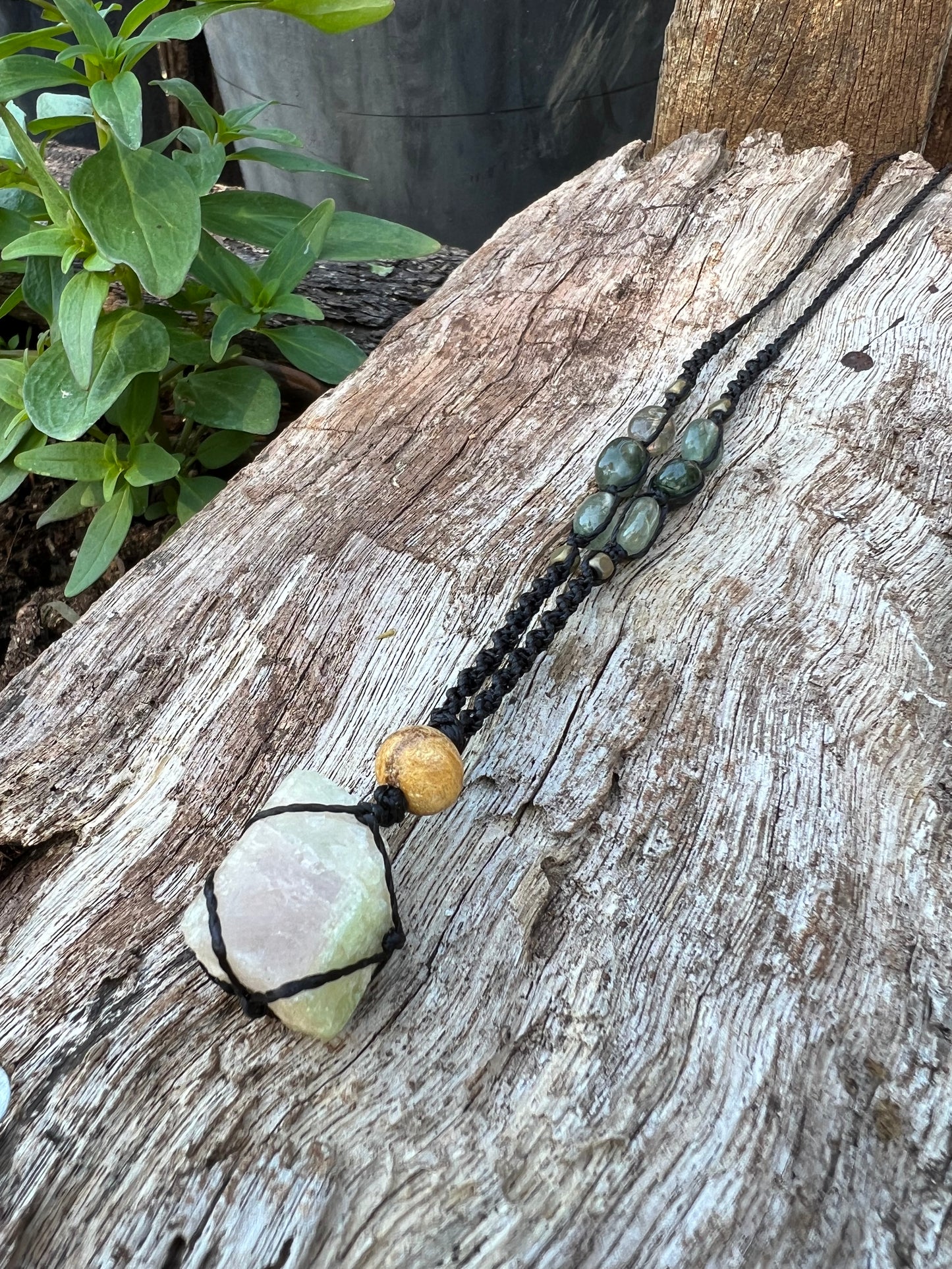 Watermelon Tourmaline Macrame Pendant