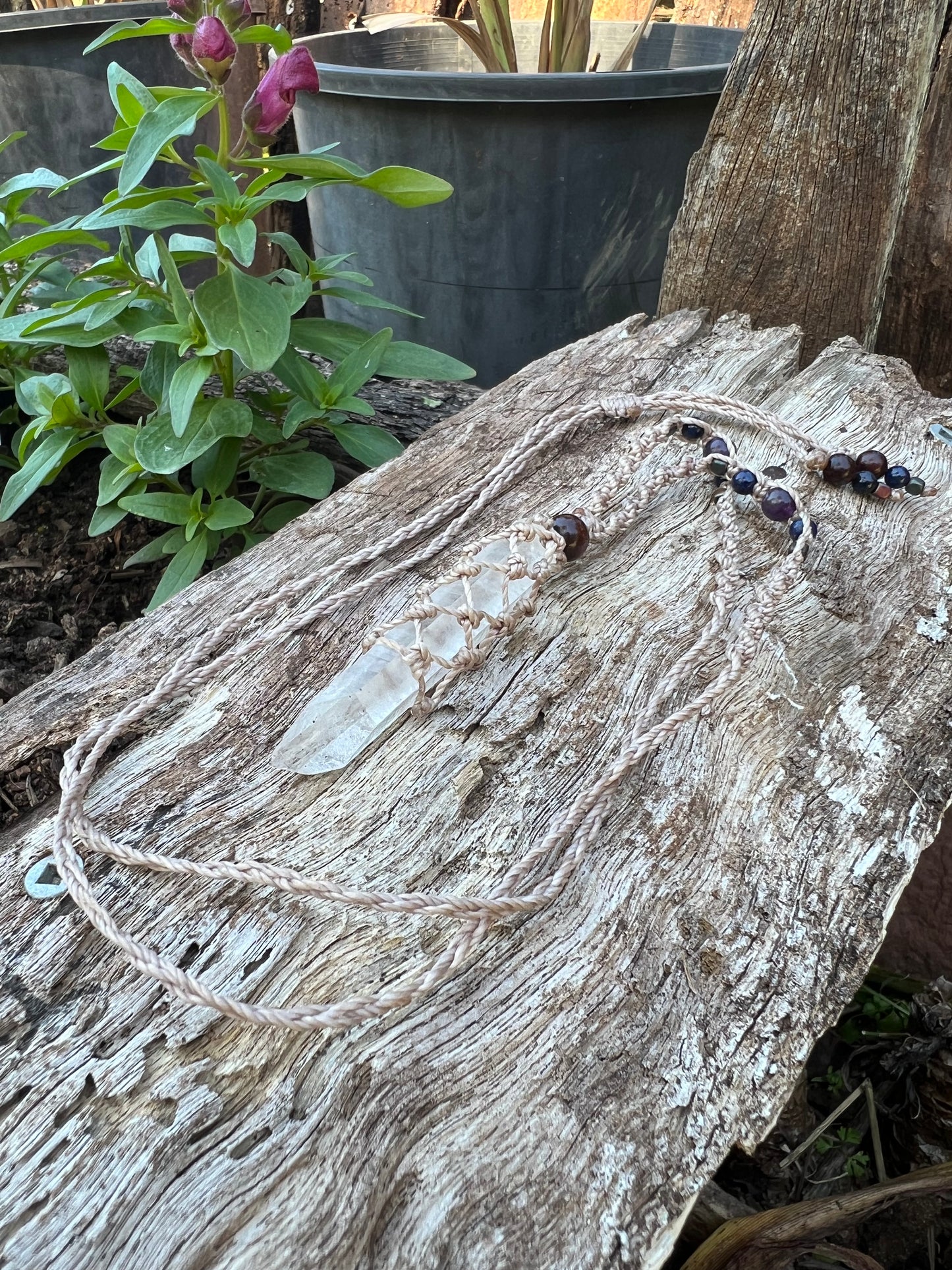 Colombian Quartz Macrame Pendant