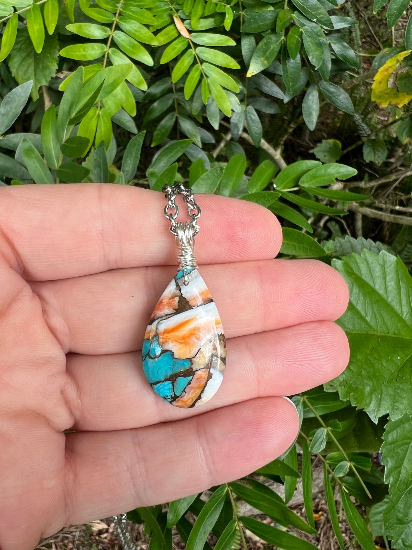 Blue Spiny Oyster Turquoise Pendant