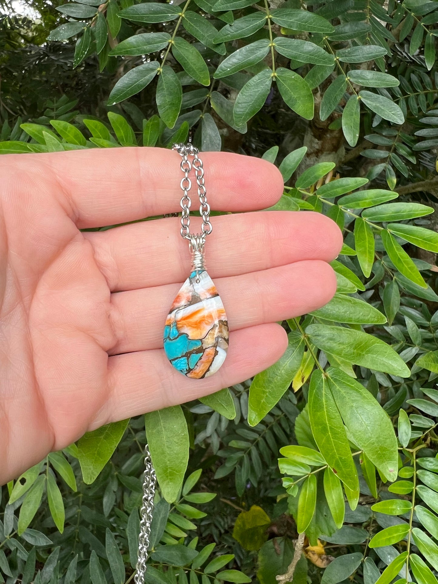 Blue Spiny Oyster Turquoise Pendant