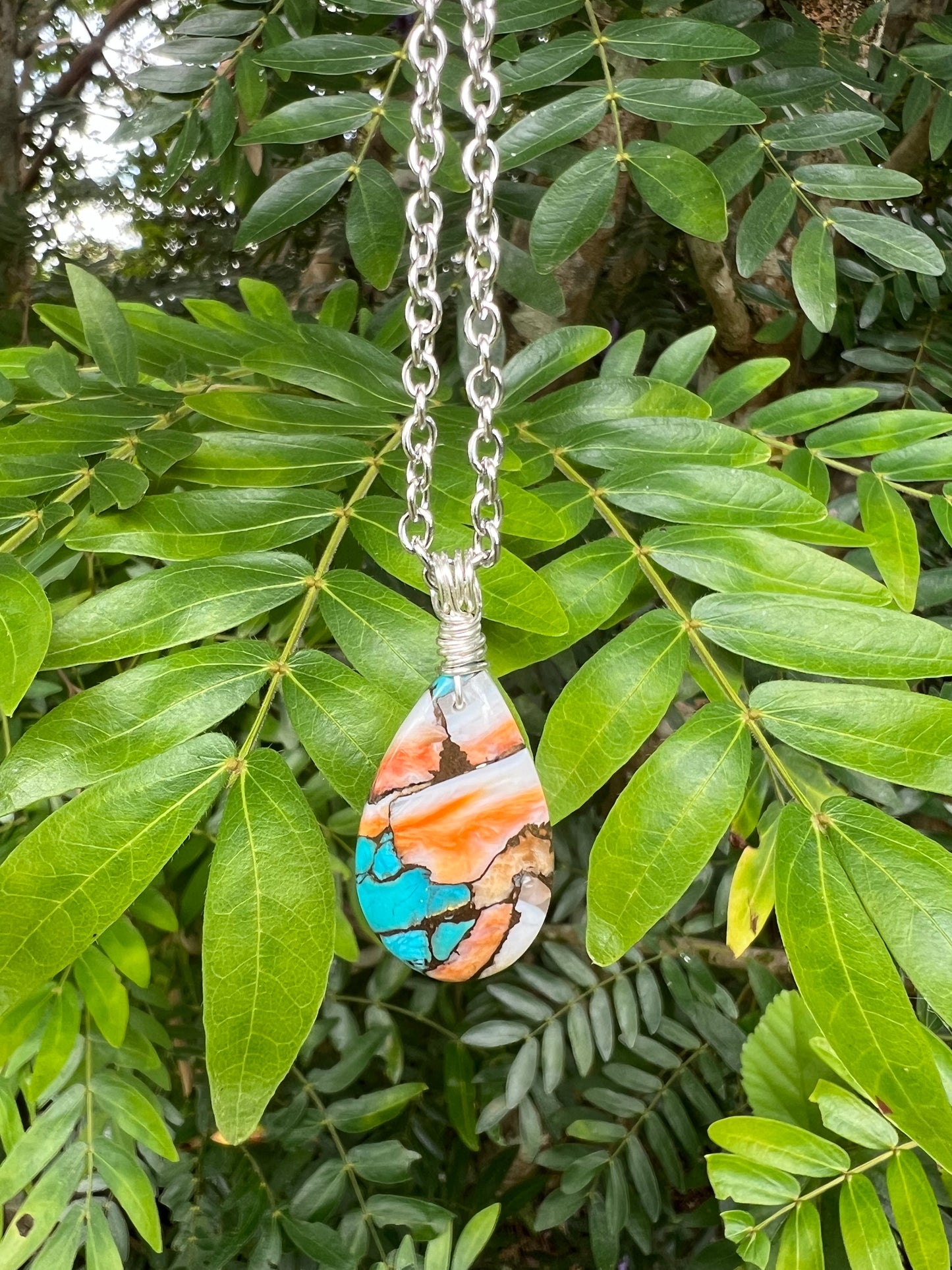 Blue Spiny Oyster Turquoise Pendant