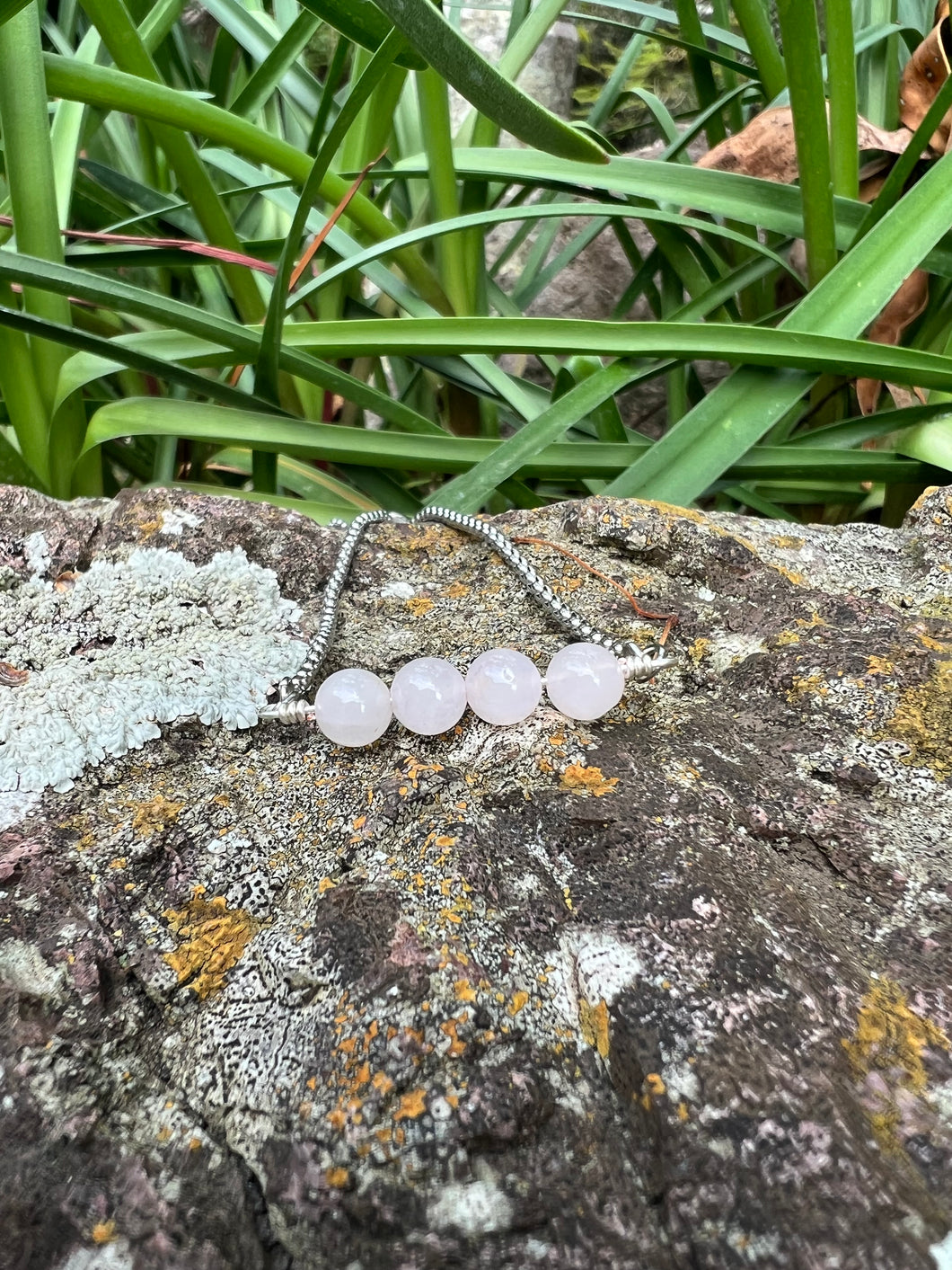 Rose Quartz Silver Bracelet