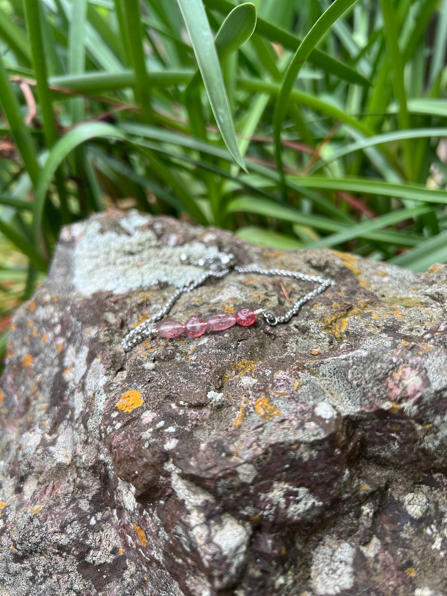 Strawberry Quartz Silver Bracelet