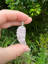 Load image into Gallery viewer, Carved Rose Quartz Angel Wing Pendant
