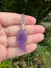 Load image into Gallery viewer, Carved Amethyst Angel Wing Pendant
