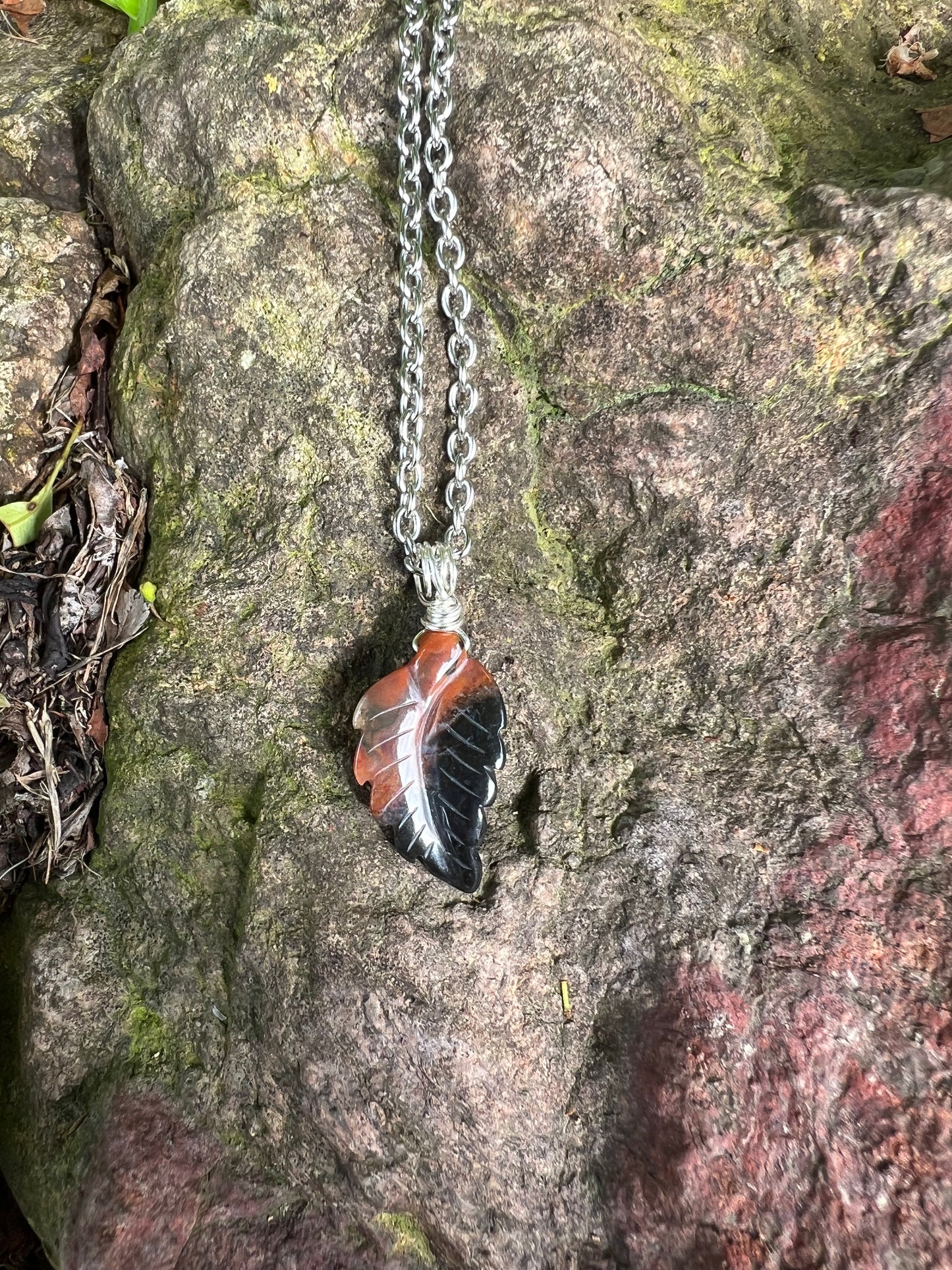 Bloodstone Leaf Pendant