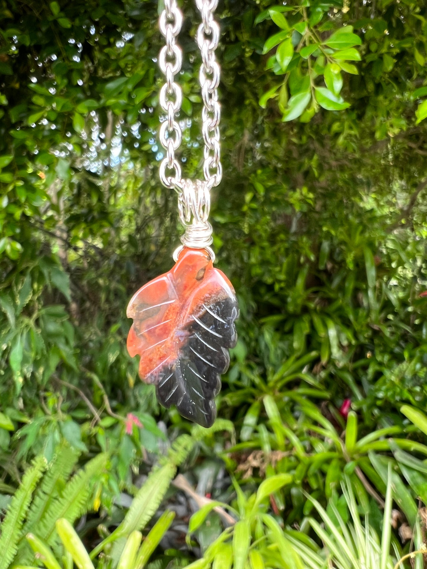 Bloodstone Leaf Pendant