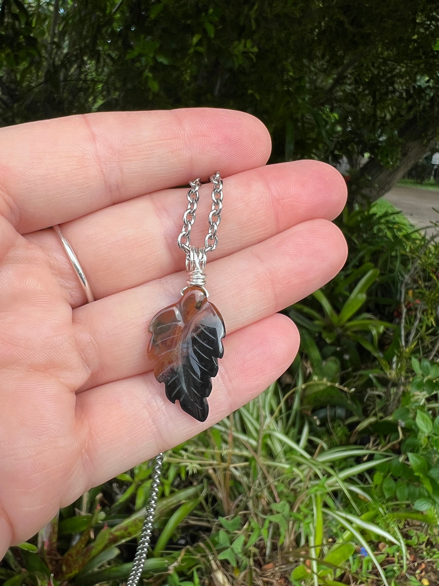 Bloodstone Leaf Pendant