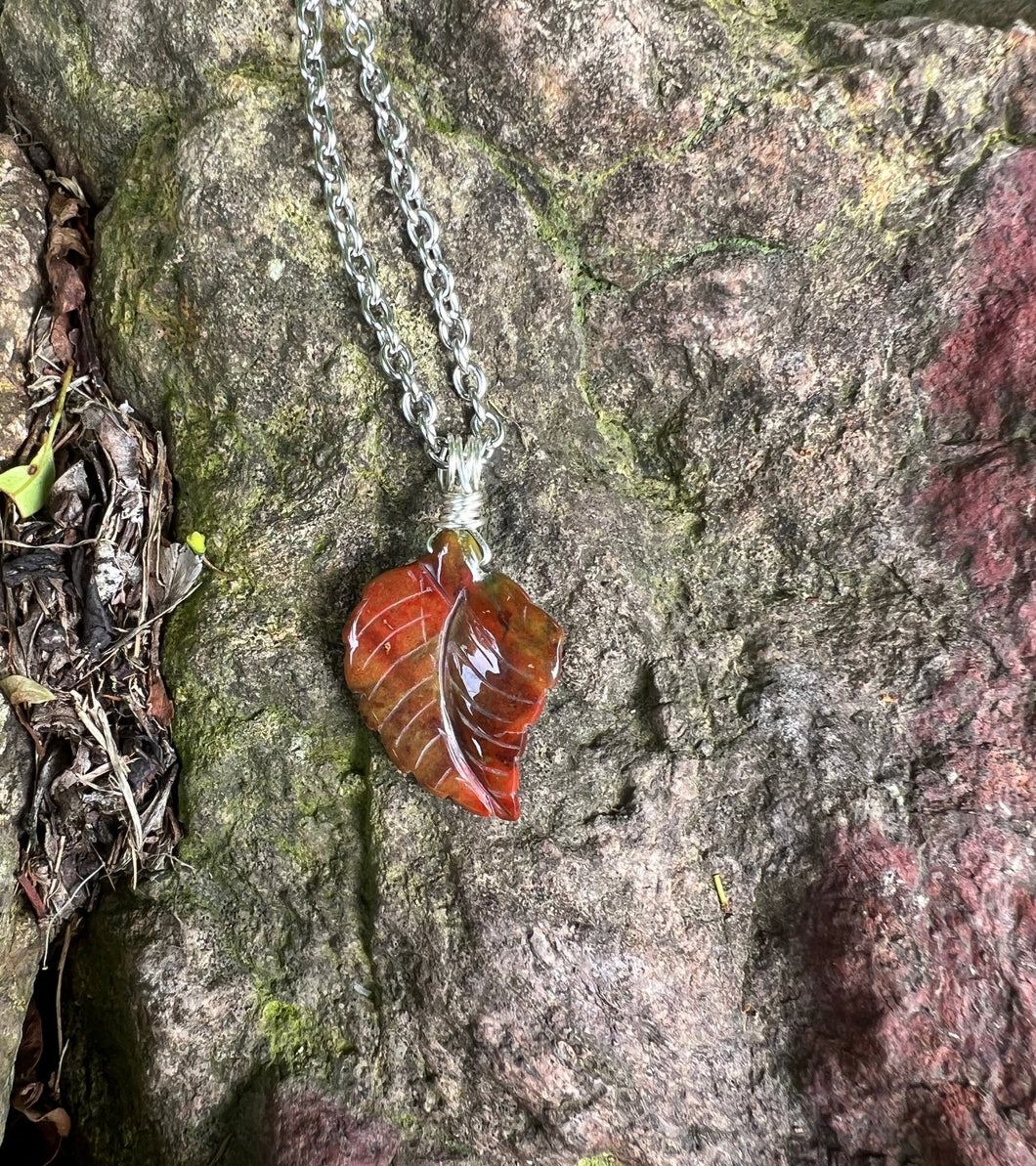 Bloodstone Leaf Pendant