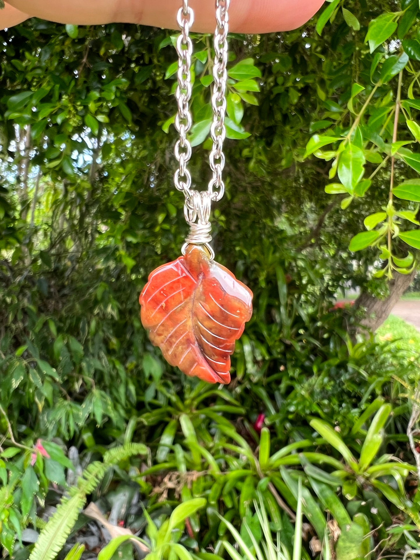Bloodstone Leaf Pendant