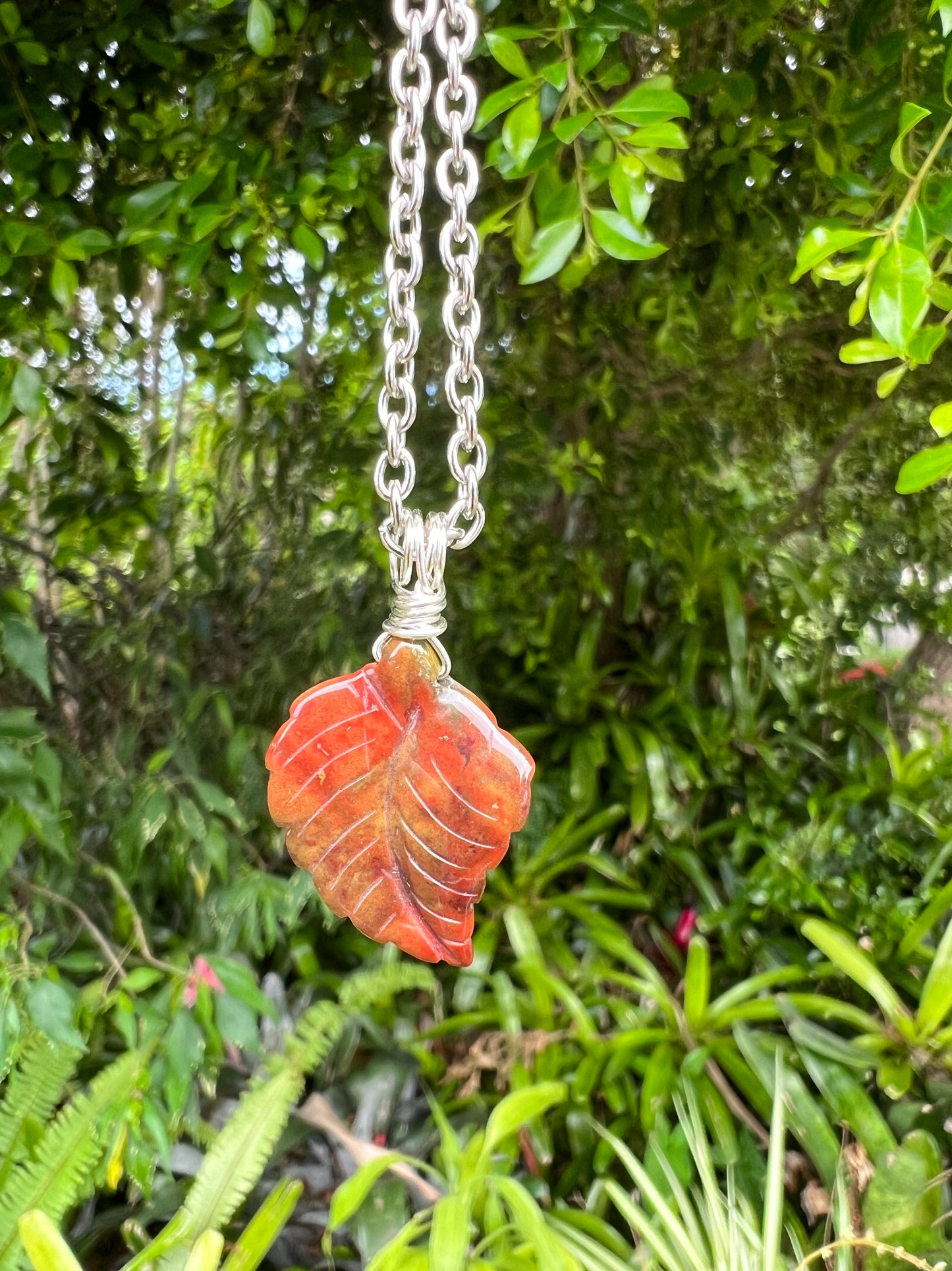 Bloodstone Leaf Pendant