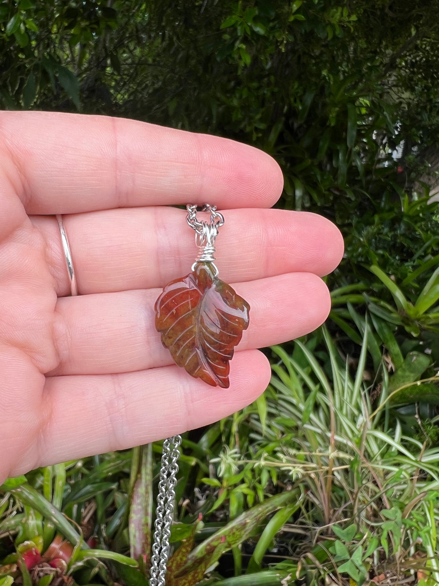 Bloodstone Leaf Pendant