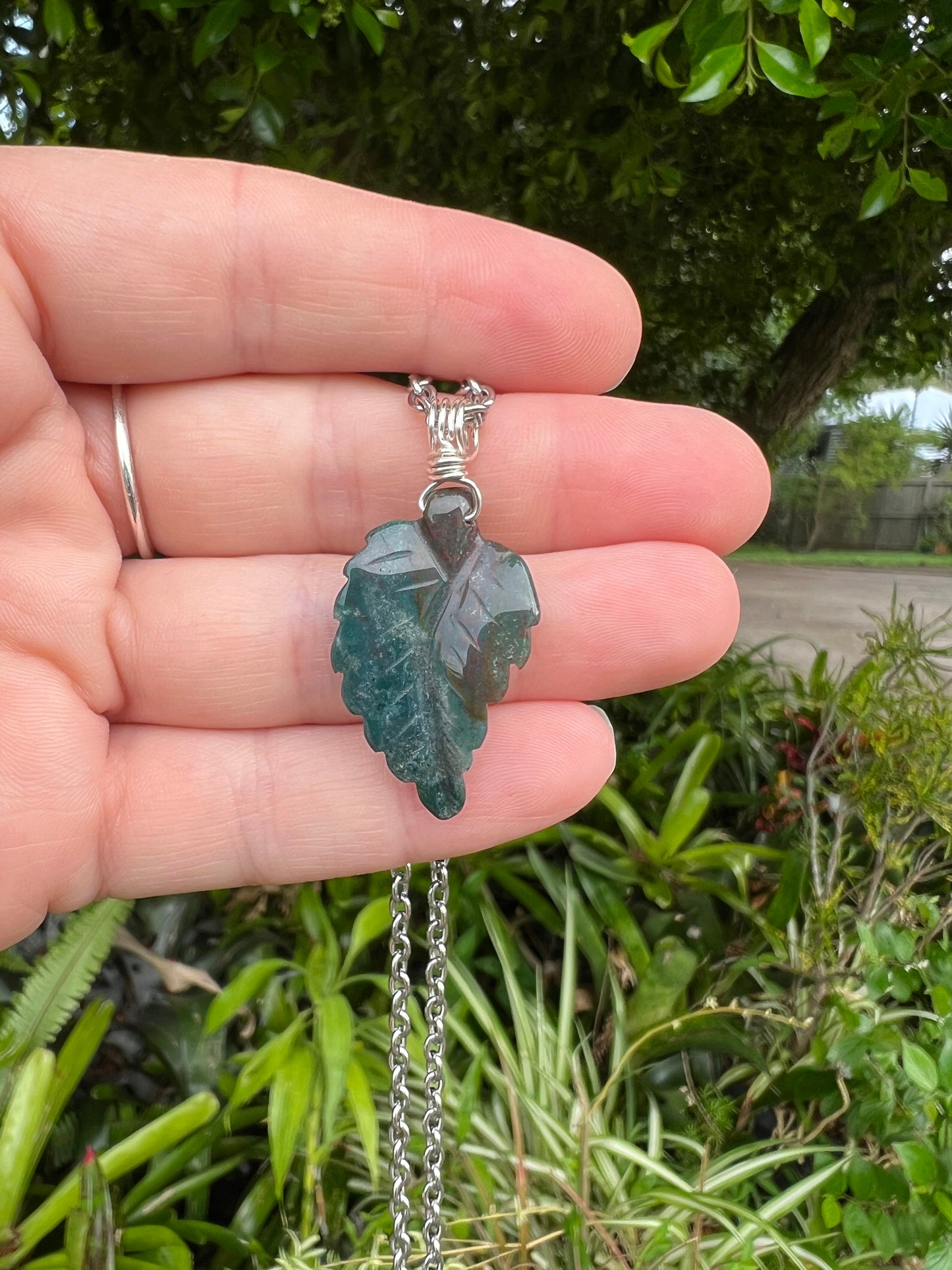 Bloodstone Leaf Pendant