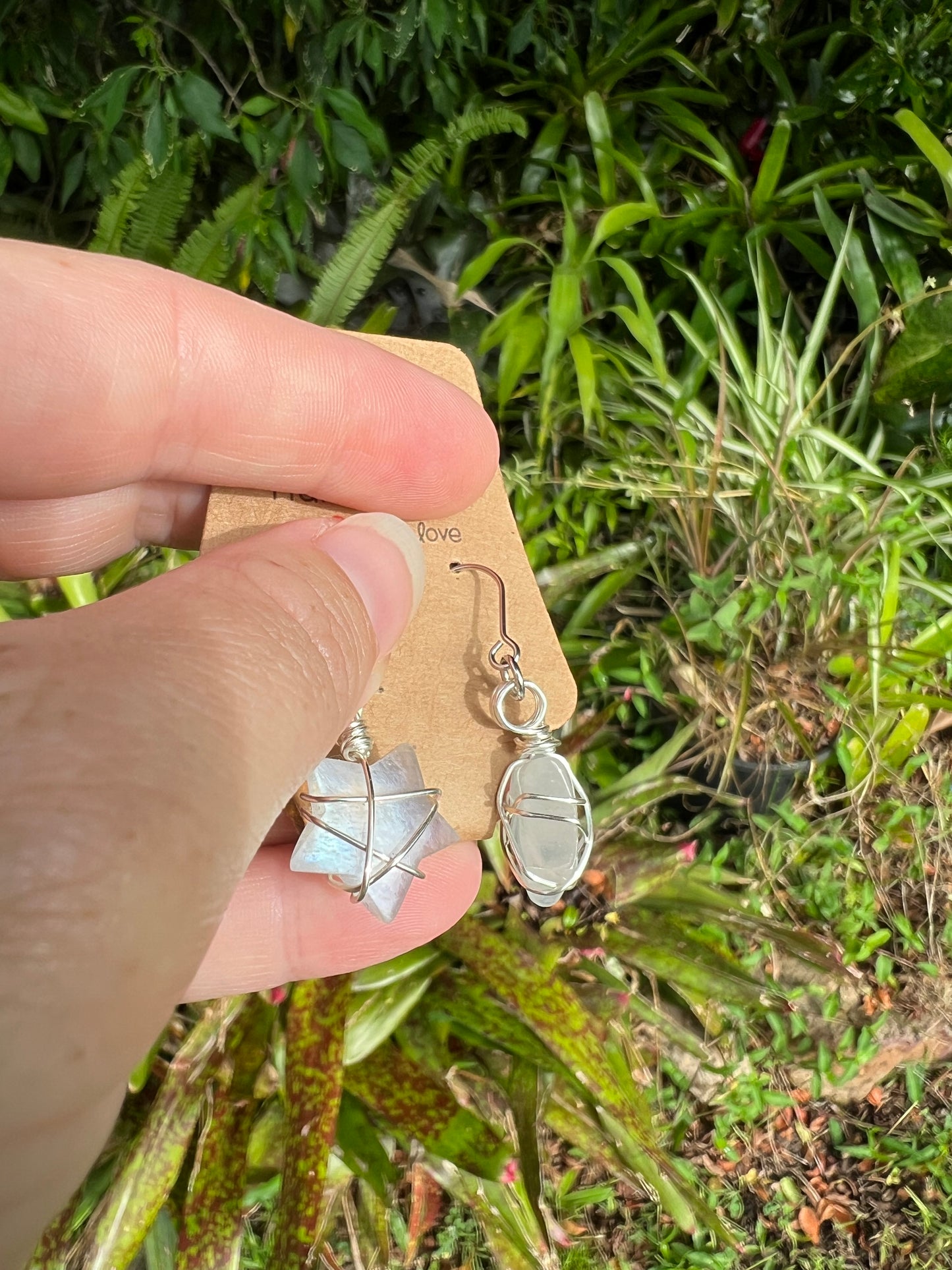 Rainbow Moonstone Star Earrings